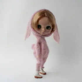 Pink mohair jumpsuit for Blythe doll