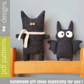 halloween dolls sewing patterns bat and black cat