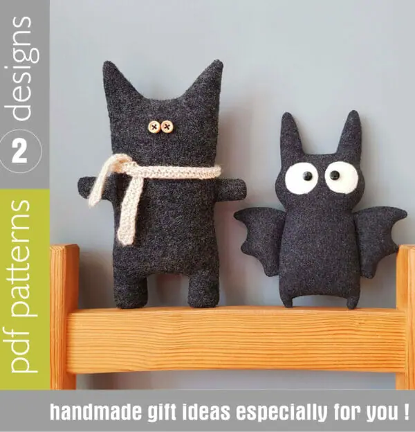 halloween dolls sewing patterns bat and black cat.jpg