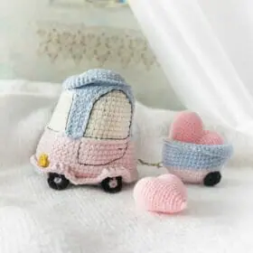 Car toy with Hearts - cute gift for loved ones, and interior decoration. Soft toy for toddlers.