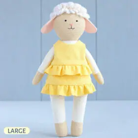 Handmade lamb stuffed animal with clothes