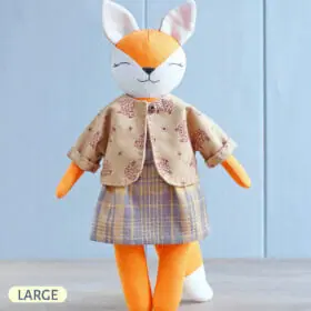 Handmade fox stuffed animal with clothes