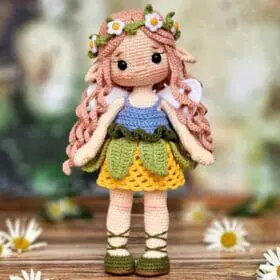 Magical forest fairy, with a chamomile wreath