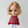 Red white sweater for Blythe doll
