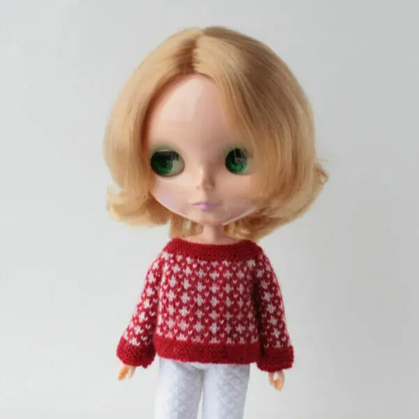 Red white sweater for Blythe doll