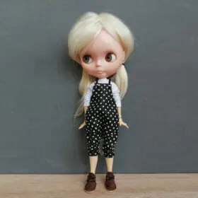 black overall with dots for Blythe doll