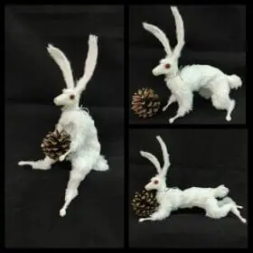 White rabbit doll, collage