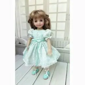 Pale pastel green cotton dress for Little Darling dolls.