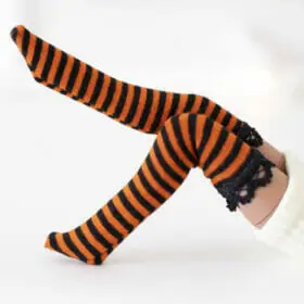 1/6 BJD Doll in Black and Orange striped stockings