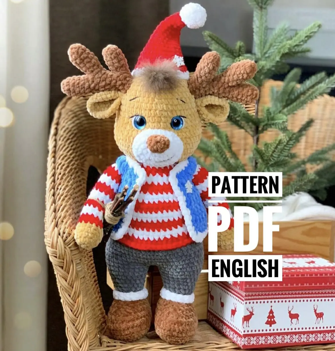 Simple CROCHET PATTERN CHRISTMAS DEER, PDF IN ENGLISH - DailyDoll Shop