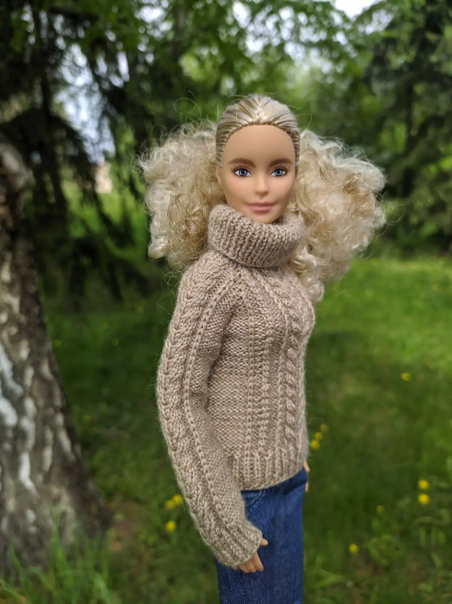 Barbie s Beige Turtleneck Doll Sweater DailyDoll Shop