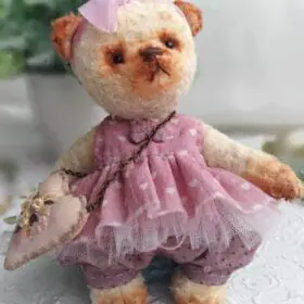 teddy bear 5inch 13cm toy girl clothes dress beige sawdust