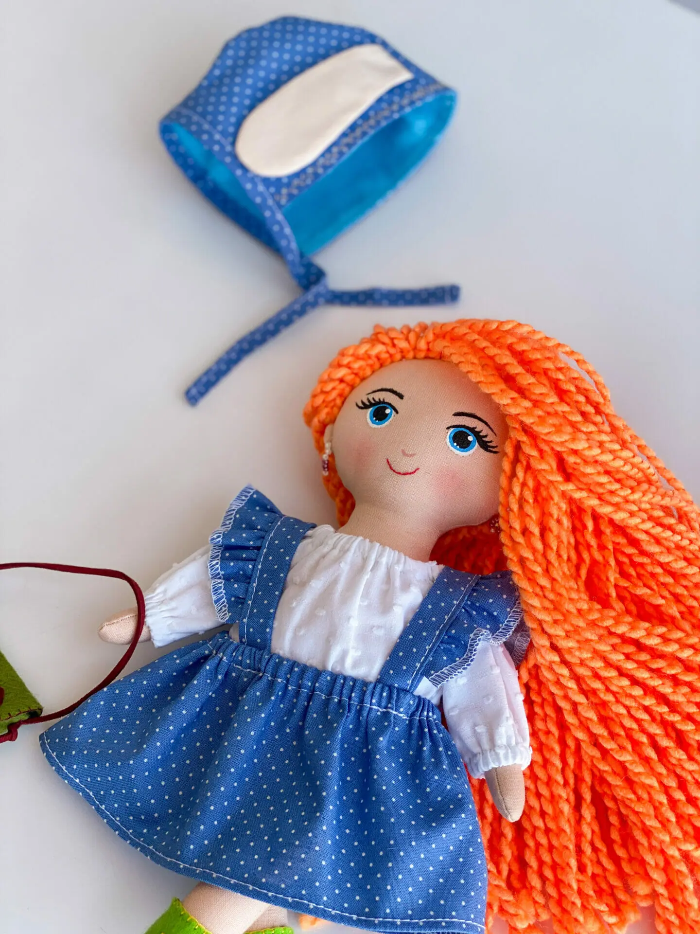 Handmade rag doll with clothes, soft doll for girl, gift Birtgday 5 doll with orange hair