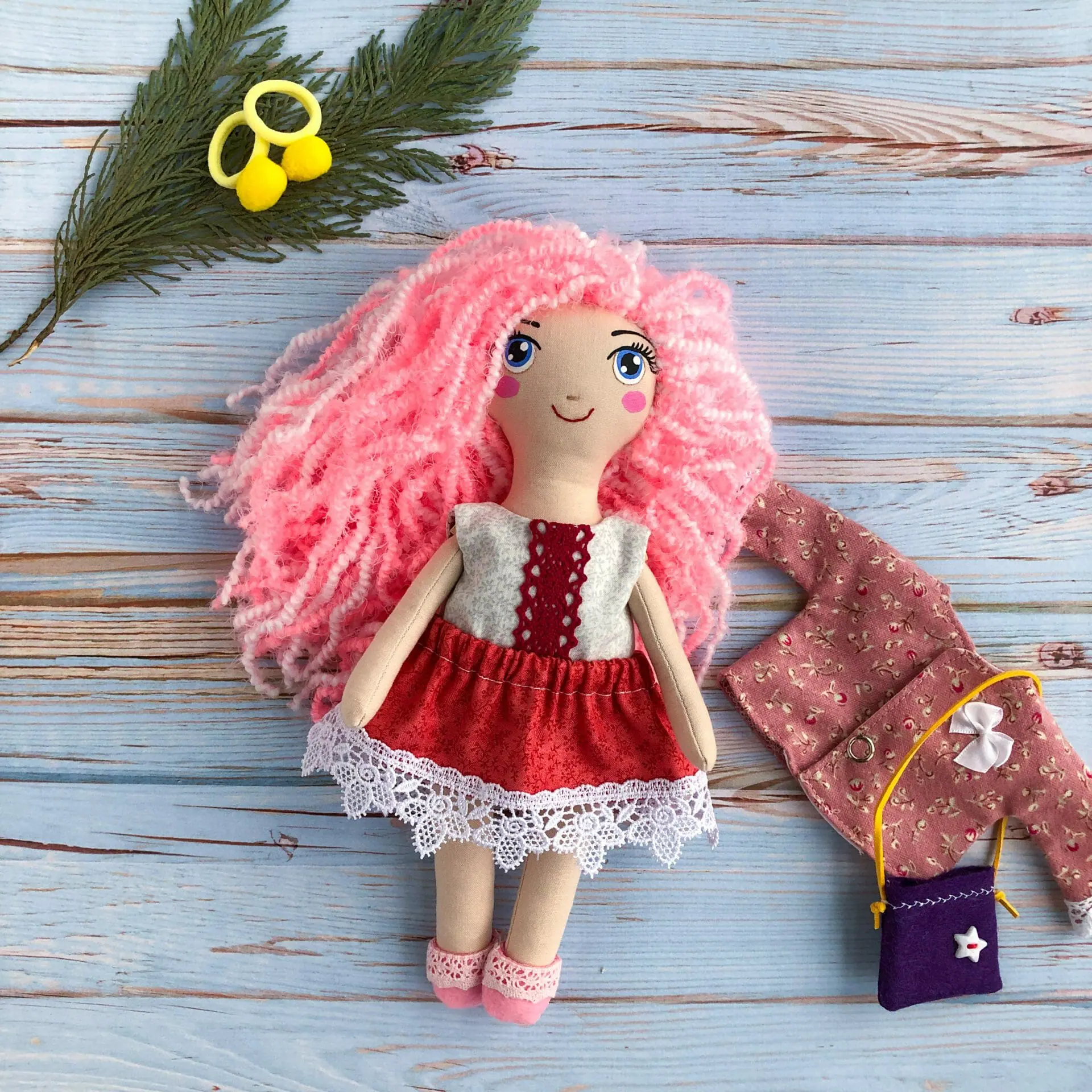 Small Cloth Rag Doll, Heirloom Doll Nursery Decor, Gift for