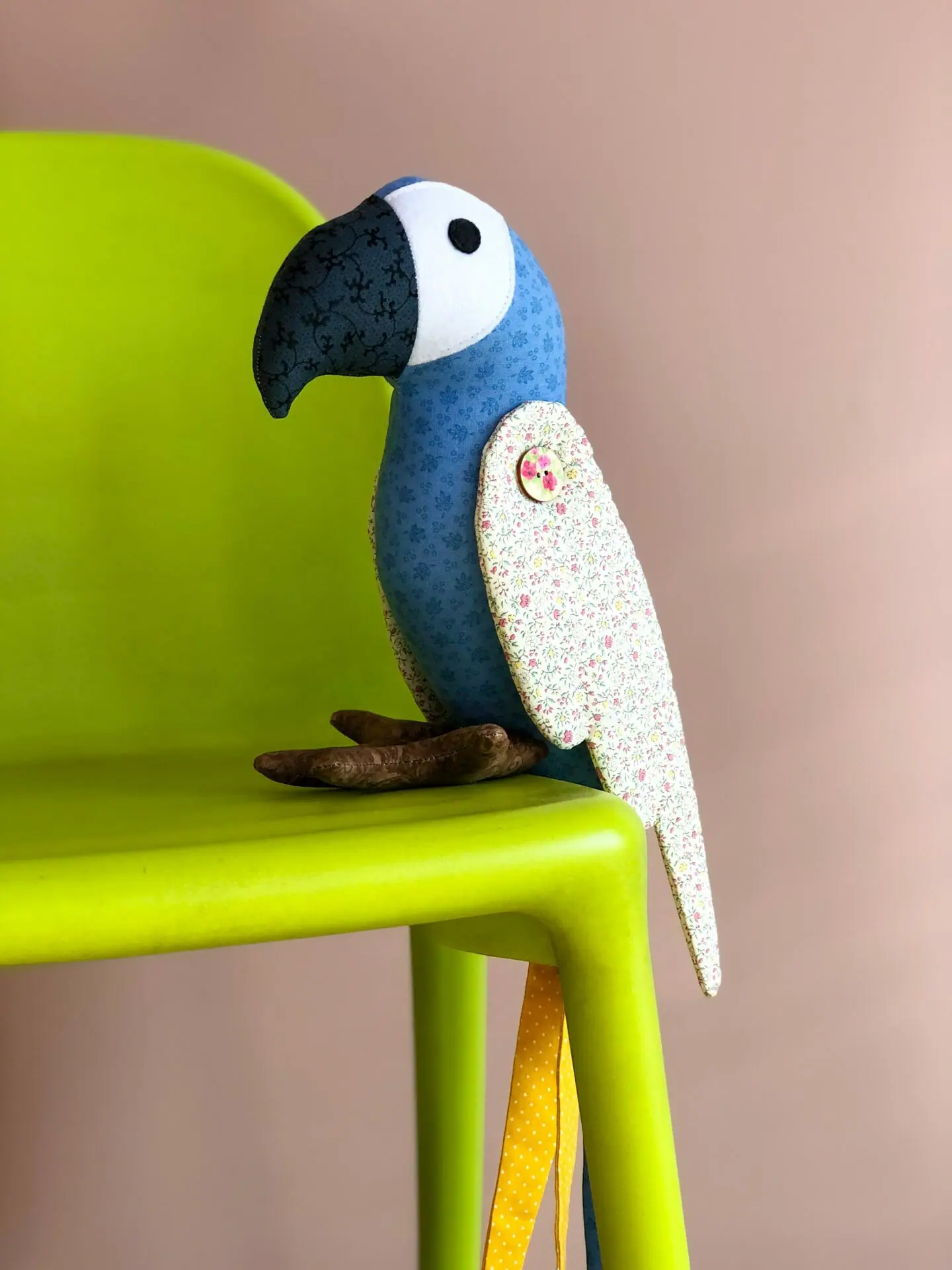 Cloth blue parrot Ara birthday gift to mom, stuffed bird toy 2 img 9207.jpg
