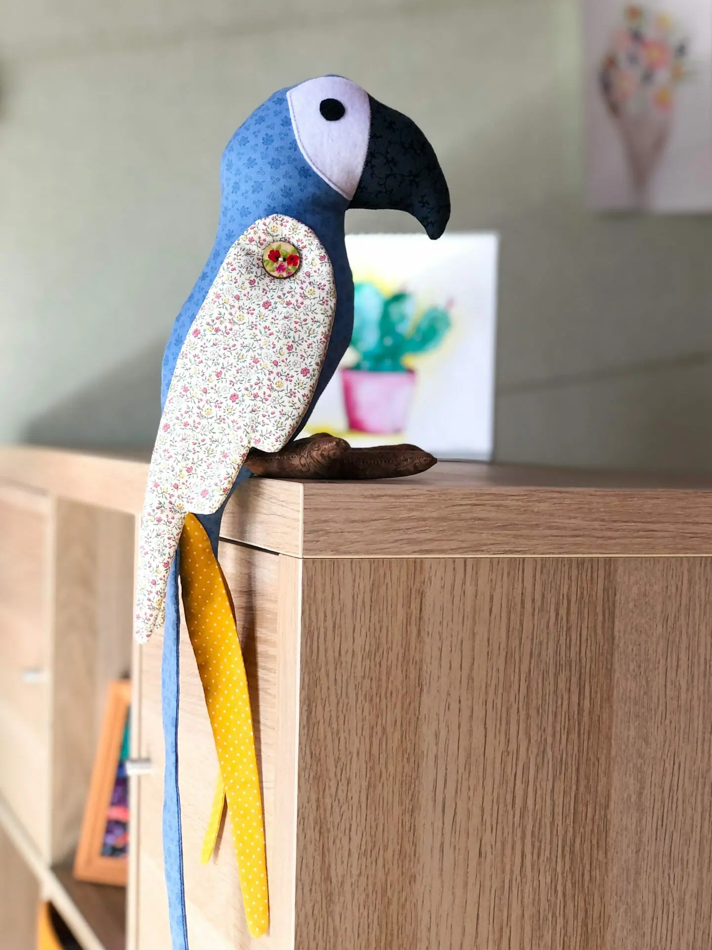 Cloth blue parrot Ara birthday gift to mom, stuffed bird toy 3 img 9216.jpg