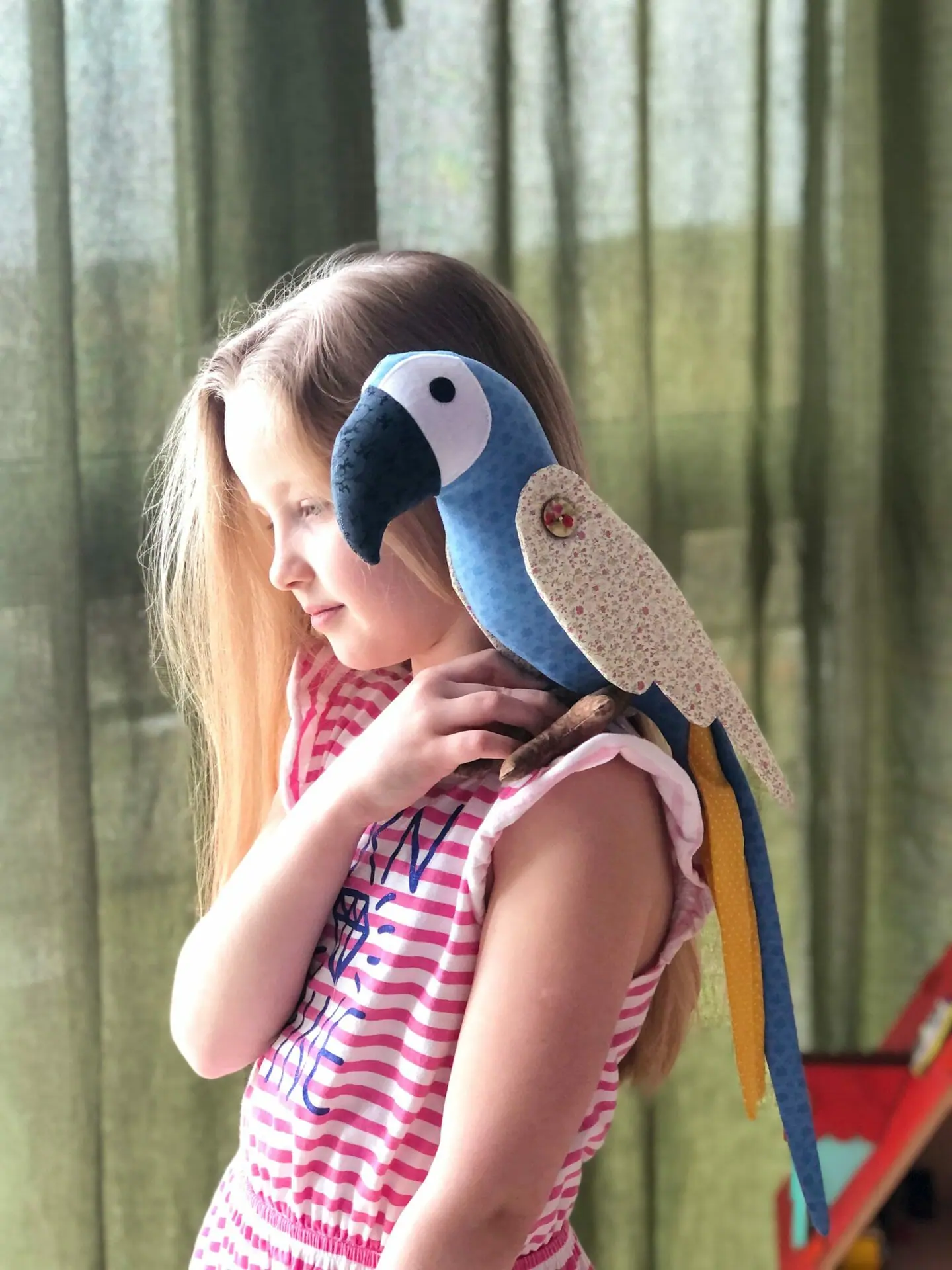 Cloth blue parrot Ara birthday gift to mom, stuffed bird toy 4 img 9232.jpg