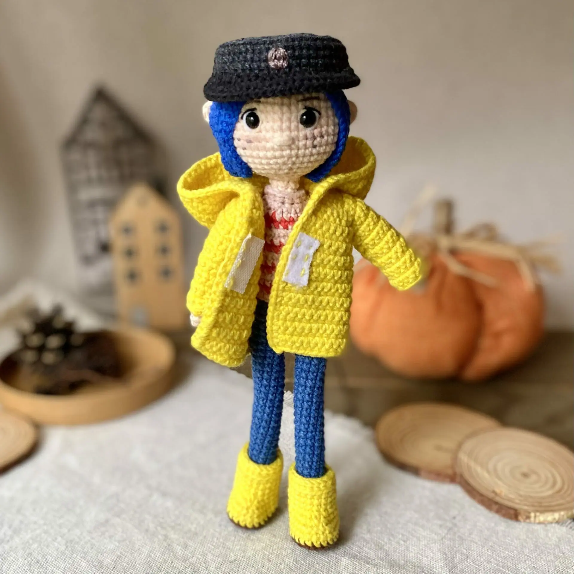 Crochet Doll Coraline With Button Eyes or Regular Eyes 