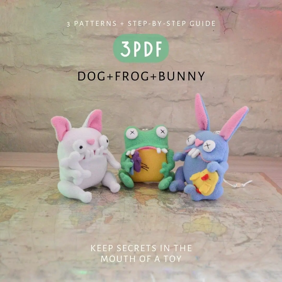PDF Patterns set of 3 Mommy, Daddy, and Baby long legs felt stuffed toy  with instruction. DIY toy for your little one. Great DIY gift.