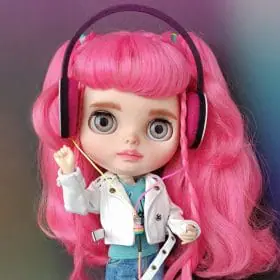 blythe doll custom with pink hair and cute freckles for collector or gift