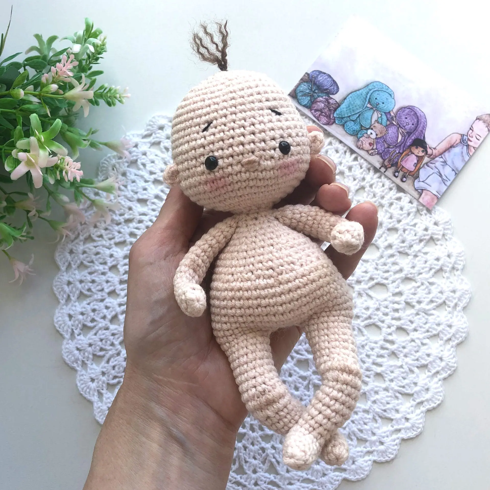 Сrochet pattern Basic body doll, amigurumi mini doll tutorial 1 Doll-pattern