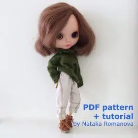 Pattern of pants for the Blythe doll.