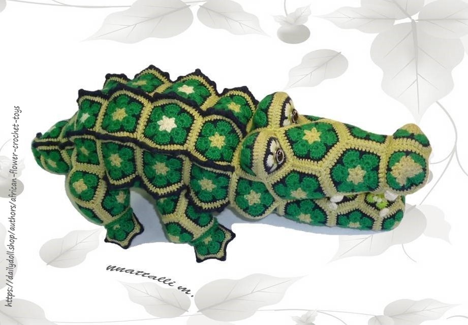 African flower Crocodile crochet pattern instant download