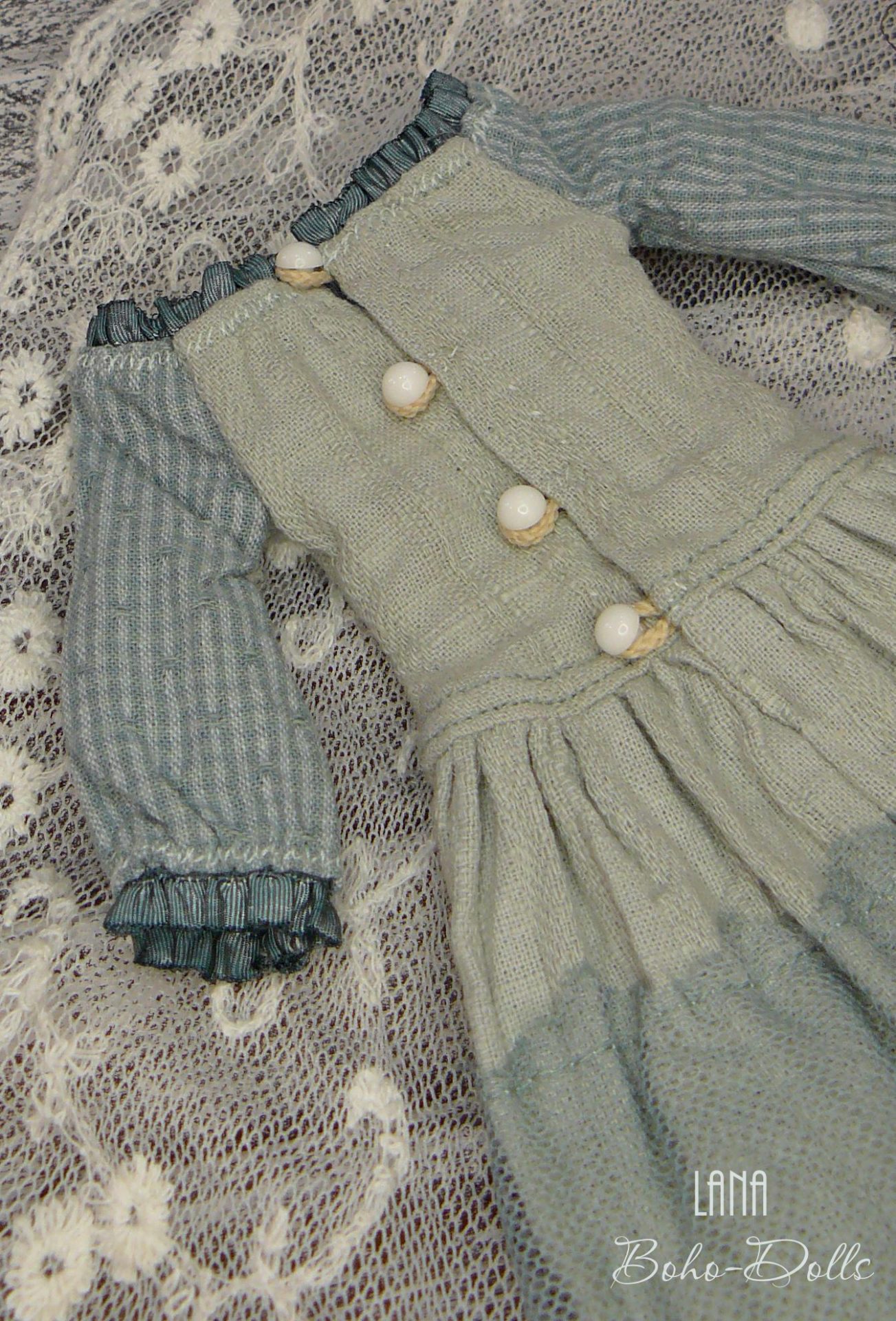 Ptichka Doll dress - vintage blue dress 3 bluelongt5