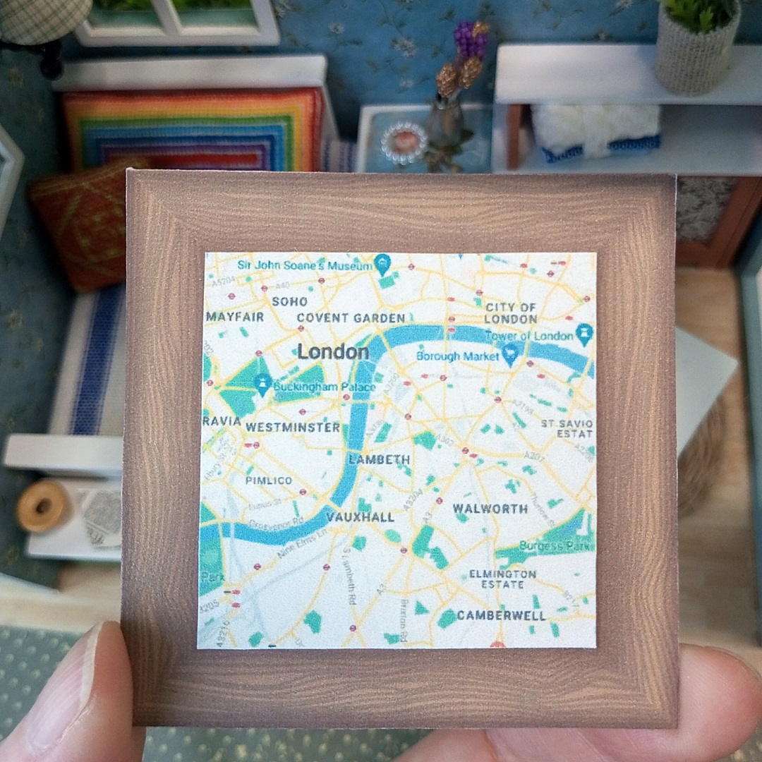 Miniature custom location map, dollhouse, print DIY 1