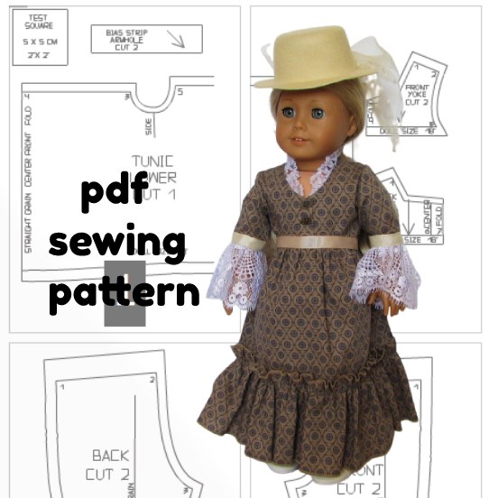 PDF PATTERN American girl doll dress, 18 inch doll clothes, 18