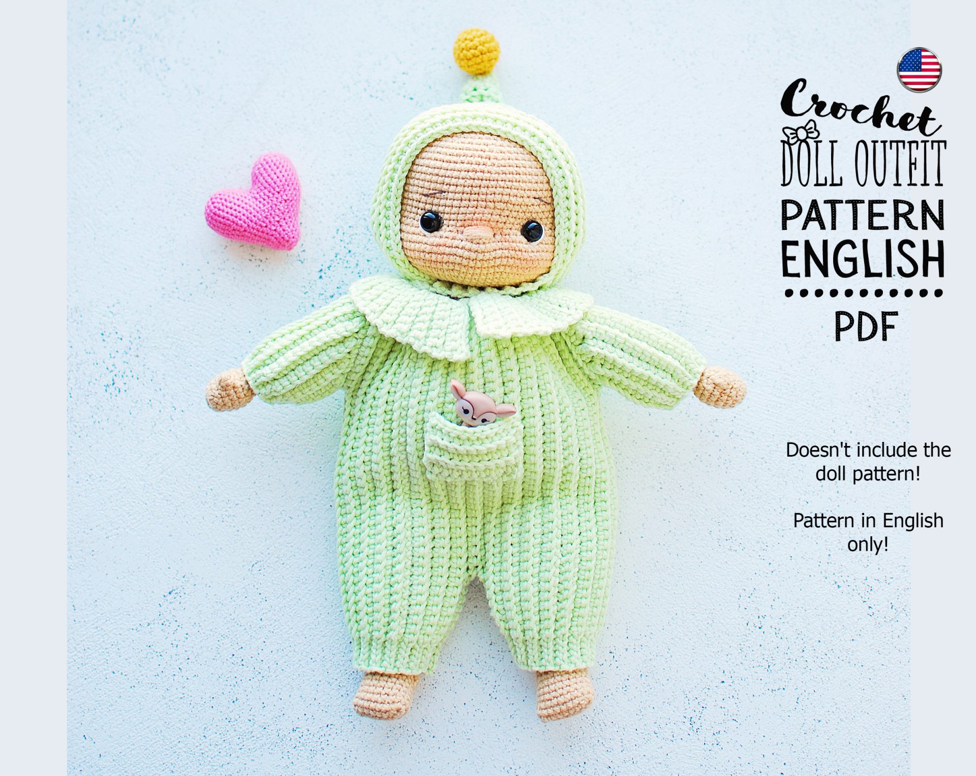 Cute crochet doll amigurumi pattern Eng PDF - DailyDoll Shop