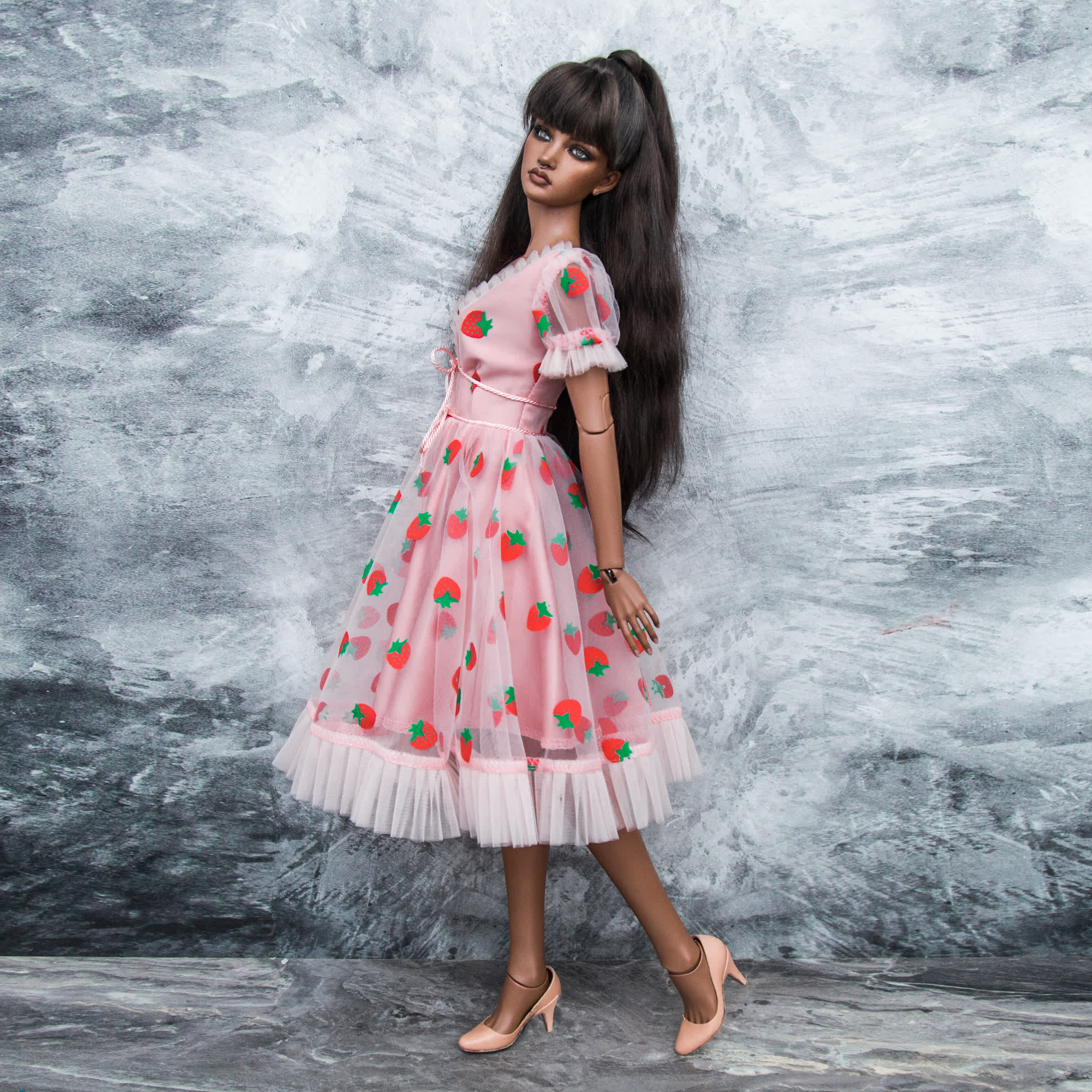 Peach-Pink Strawberry Dress for 1/3 SD BJD (IpleSiD) - DailyDoll Shop