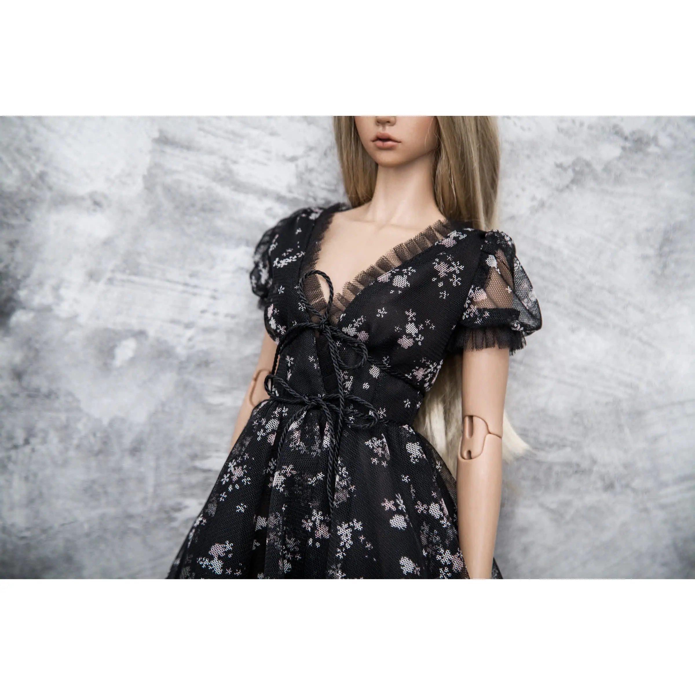 Black-Flowers Tulle Dress for 1/3 SD BJD (Iplehouse SiD 7 5.jpg