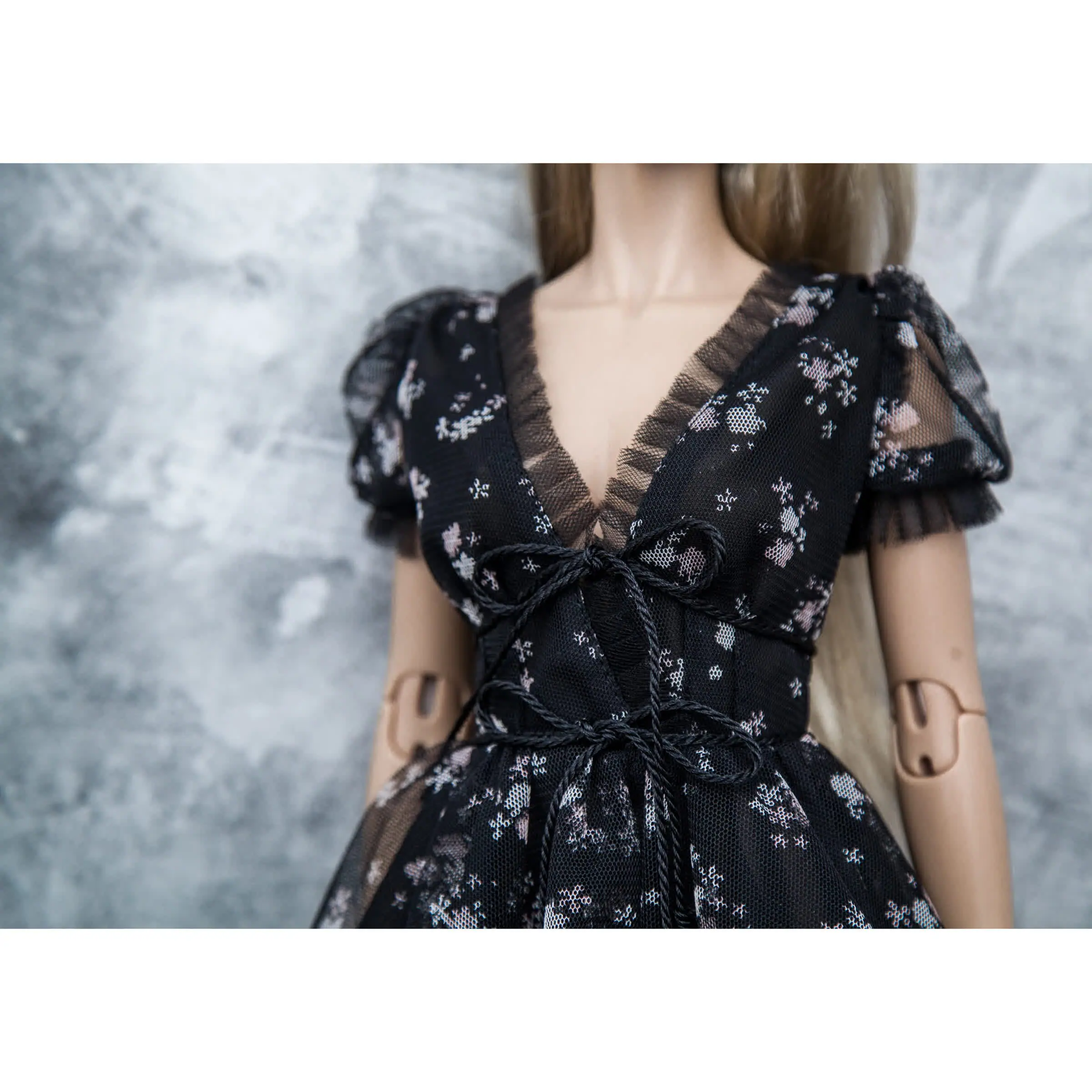 Black-Flowers Tulle Dress for 1/3 SD BJD (Iplehouse SiD 5 7.jpg