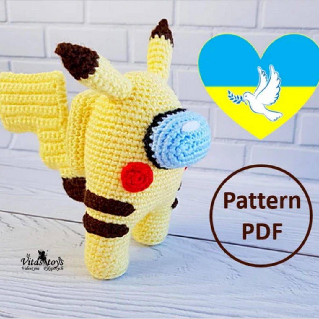 Amigurumi toy pattern Pokemon Pikachu. Crochet toy