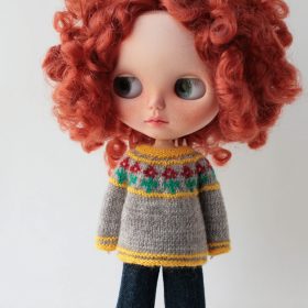 Blythe doll sweater Flower field pattern