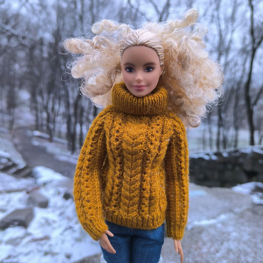 Barbie's Mustard Cozy Knit Sweater - DailyDoll Shop