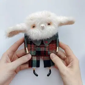 one-of-kind-pendant-textile-art-doll-fluffy-sheep-in-suit-in-hands