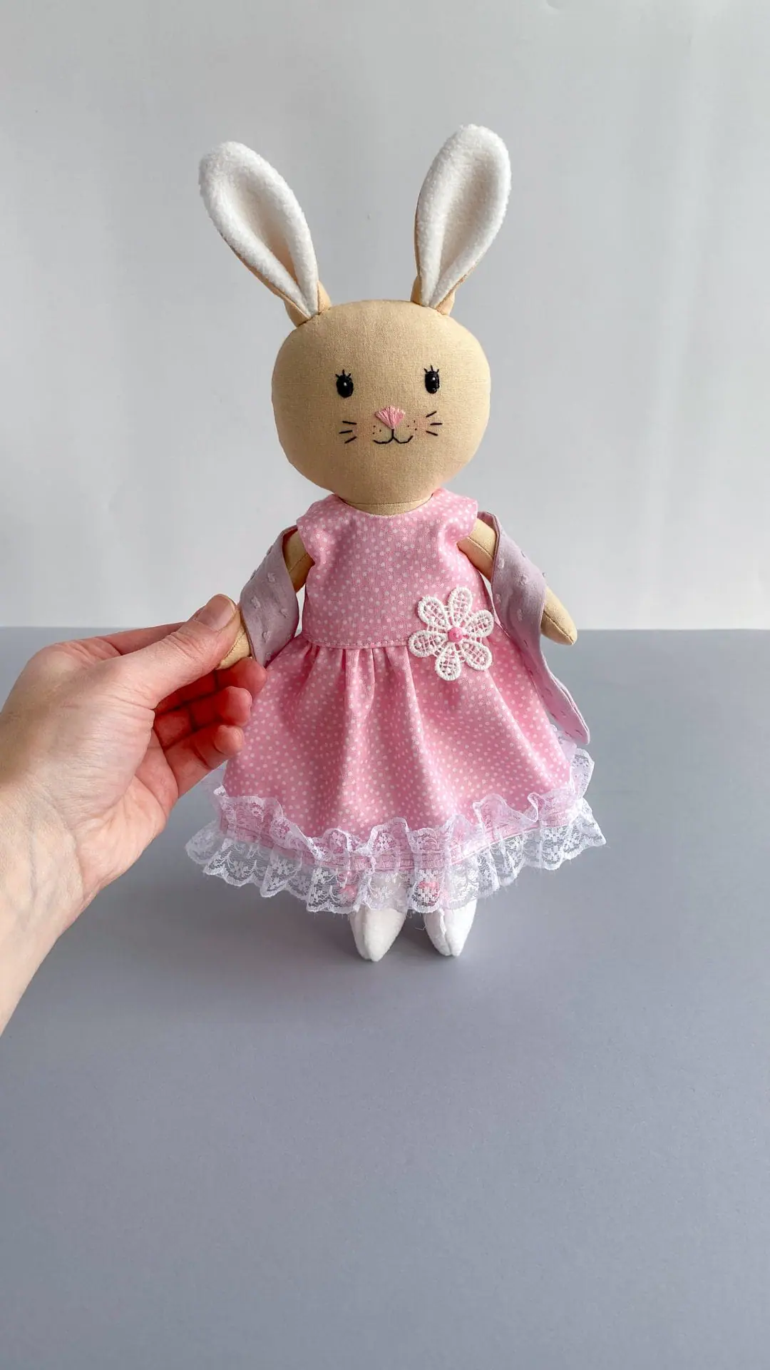 Handmade soft toy bunny with clothes, cloth bunny for Easter gift 1 img 3094.jpg