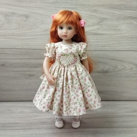 Heart embroidery smocked dress