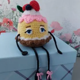 Fruit Tart Crochet Collectible Toy Cupcake Amigurumi