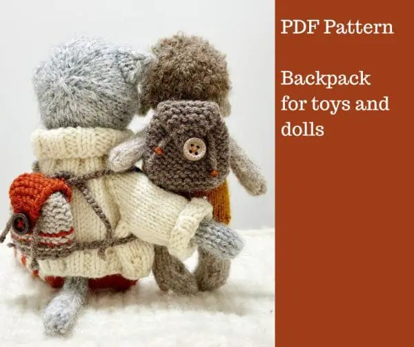 BACKPACK for toys and dolls knitting pattern. PDF pattern