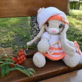 Plush rabbit crocheted