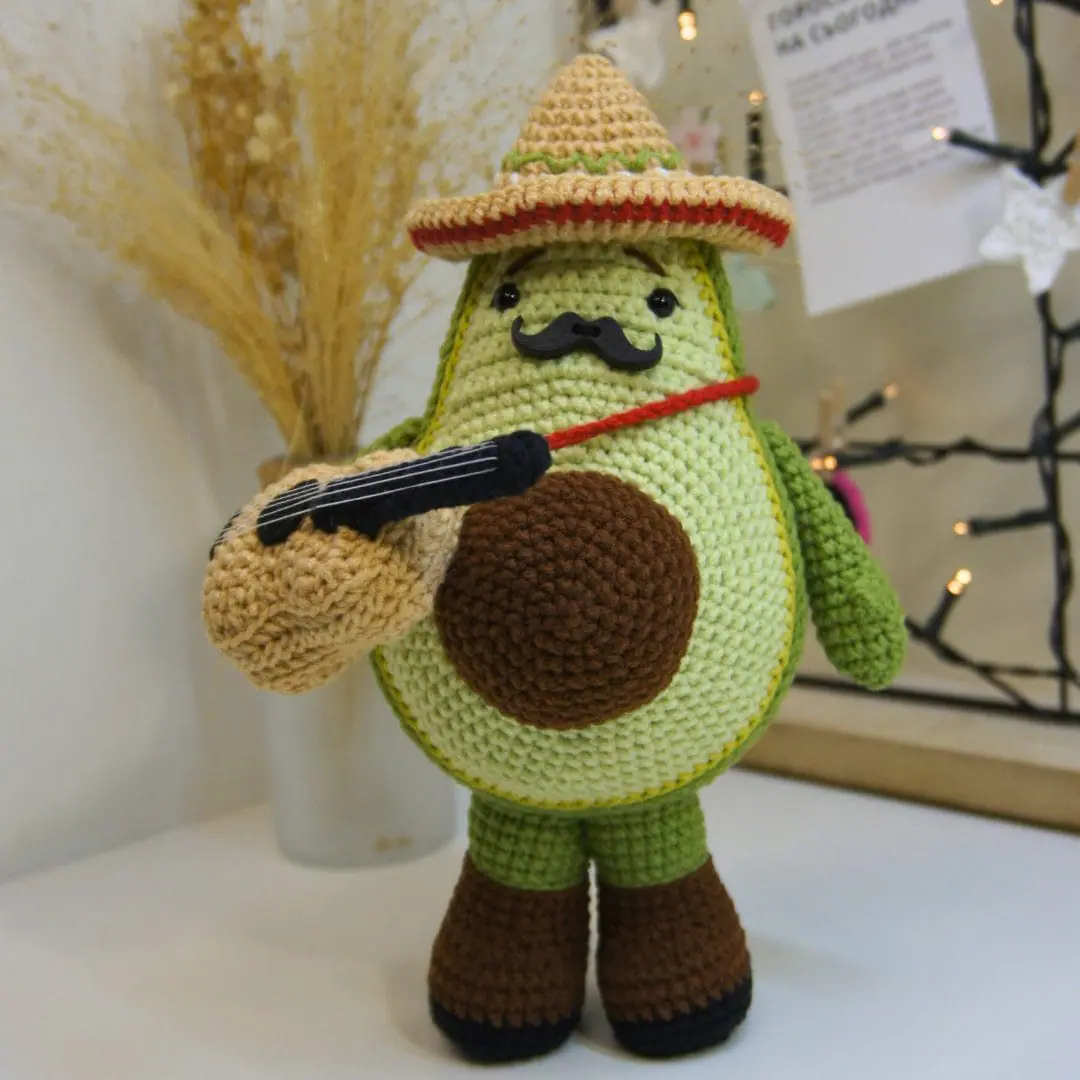 CROCHET PATTERN Mexican Avocado in sombrero with guitar 1 pdf crochet pattern 3.jpg