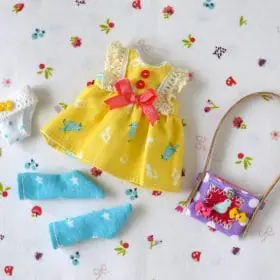 Meadowdolls twinkle, Pukifee clothes, Lati yellow doll outfit - Yellow birds 5