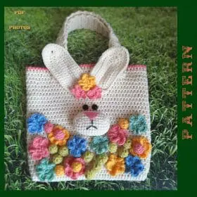 Easter Bunny Treat Bag Crochet Pattern, Easter gift bag