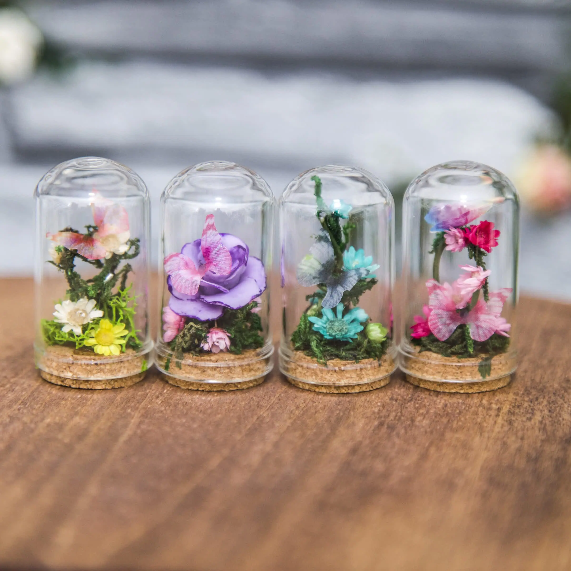 Glass cloche, with dried flowers, moss and butterfly #3 5 q3.jpg