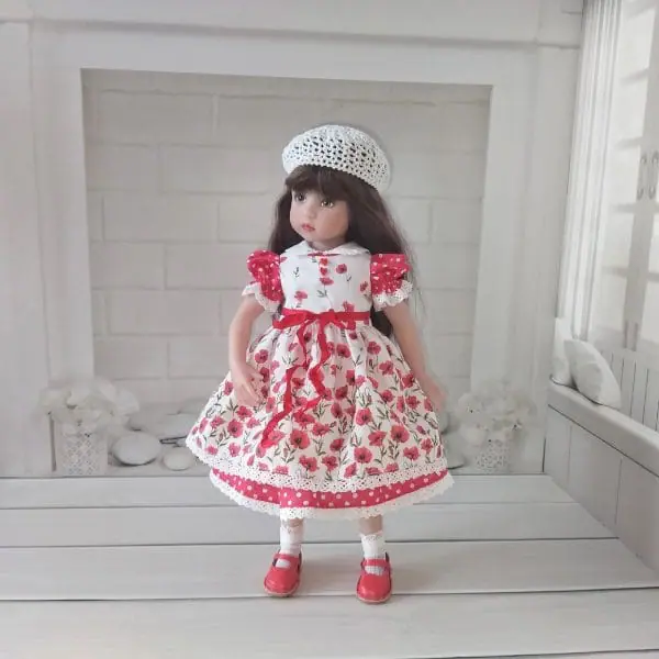 Outfit with poppies and polka dots for Little Darling