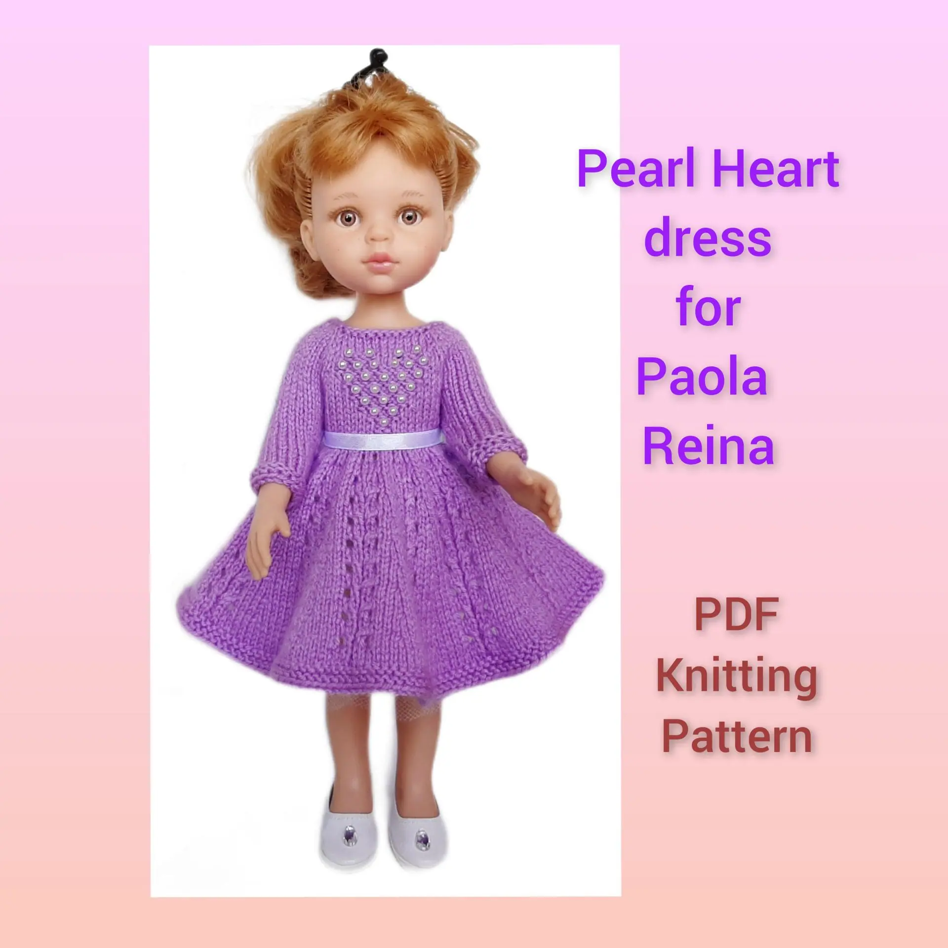 PDF Knitting Pattern Pearl Heart dress for Paola Reina. PDF Knitting Pattern Pearl Heart dress for Paola Reina.