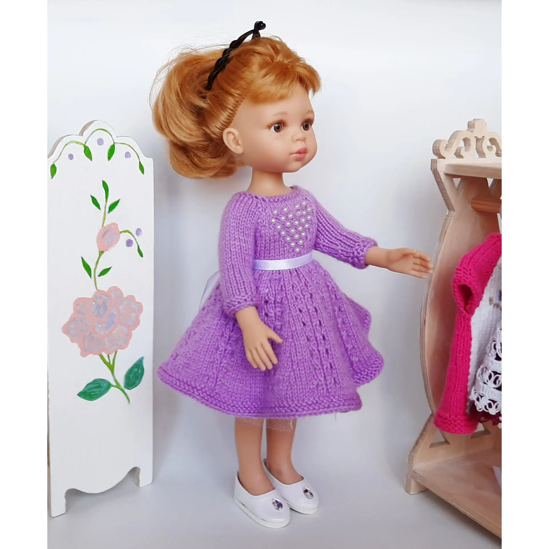PDF Knitting Pattern Pearl Heart dress for Paola Reina. 1 PDF Knitting Pattern Pearl Heart dress for Paola Reina.
